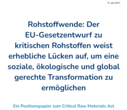 Positionspapier zum Critical Raw Materials Act der EU