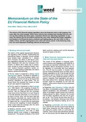 Memorandum on the State of the  EU Financial Reform Policy 