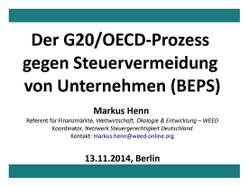 Präsentation: Der G20/OECD-Prozess gegen Steuervermeidung von Unternehmen
